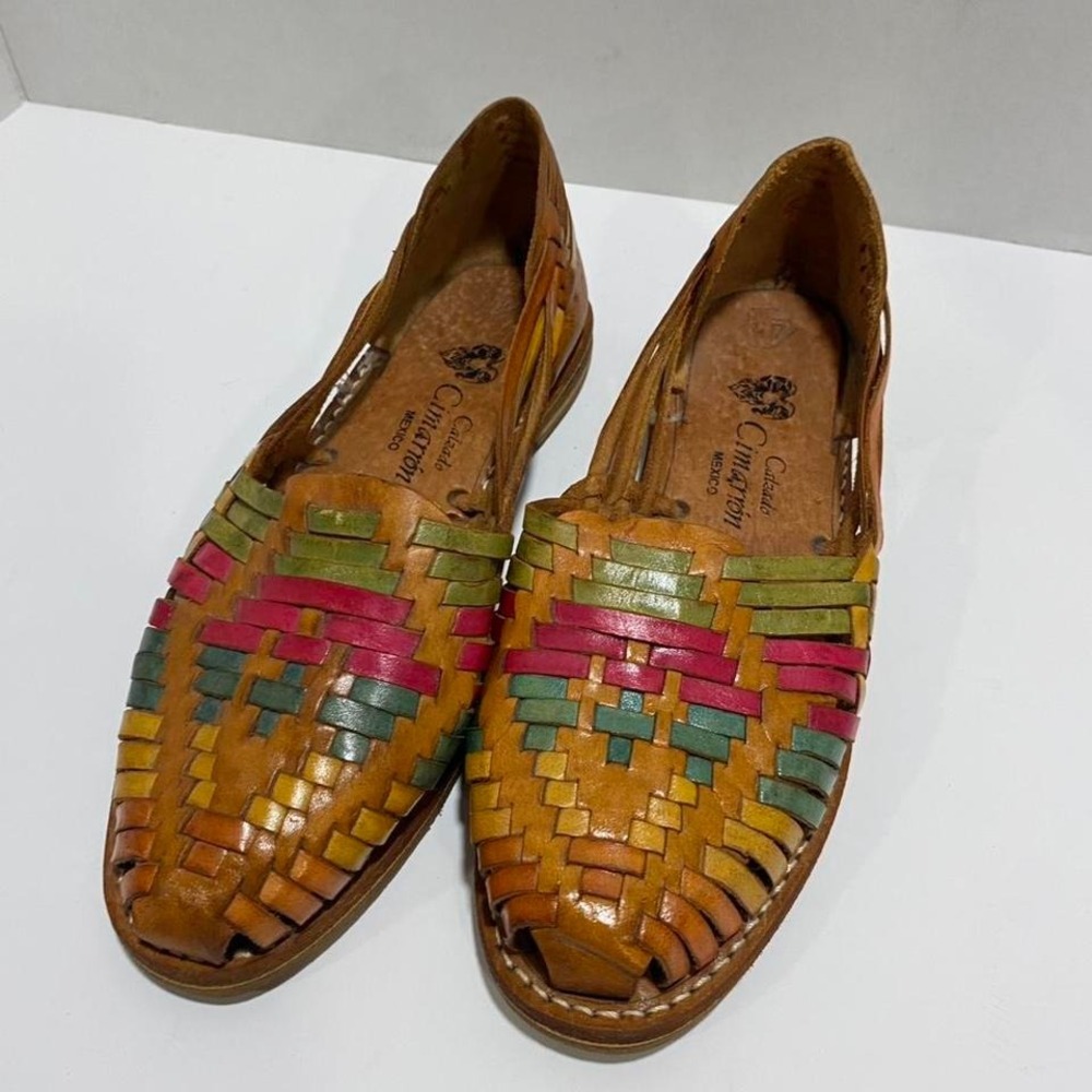 Mexican Cimarron multicoloured leather huarache sandals Size US 4. SKU-A520